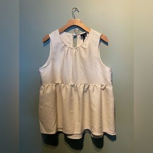 Who What Wear Birch Cream Sleeveless Tie Tack Peplum Hem Blouse Tank Top NWT